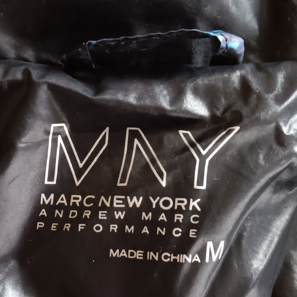 Andrew Marc Designer Puffer Vest Black Blue Speckled - Picture 10 of 15